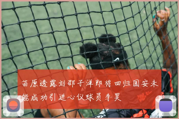 苗原透露刘邵子洋即将回归国安未能成功引进心仪球员李昊
